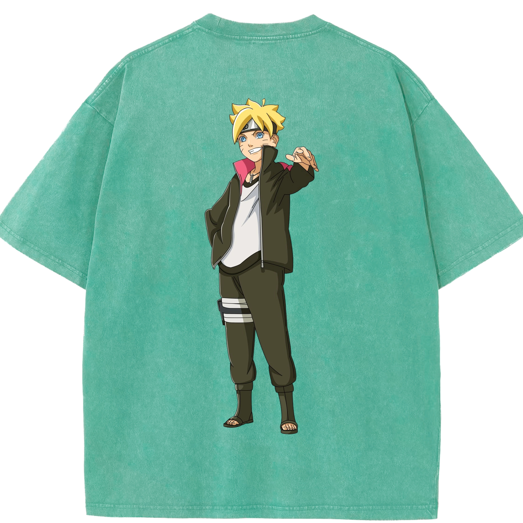 （画像用） NARUTO -ナルト- うずまき ボルト Uzumaki Boruto 綿100% ヴィンテージ風 半袖Tシャツ（背面プリント）